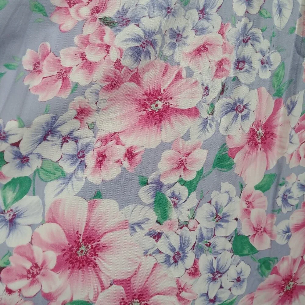 Vintage long button down midi maxi skirt purple pink and green floral Medium - Picture 8 of 14